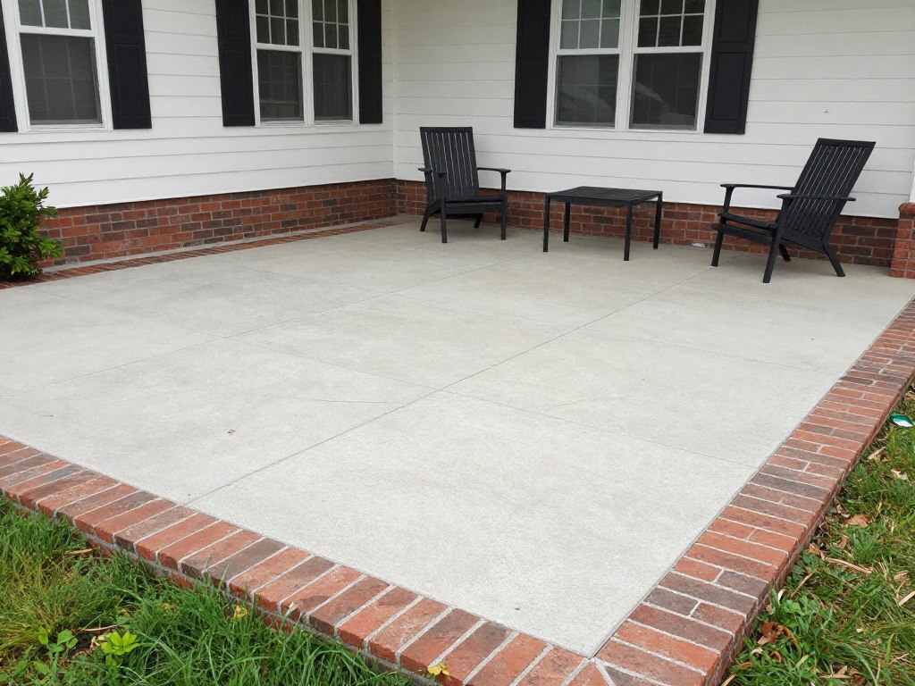 Concrete patio with brick border detail