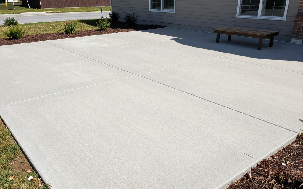 Finished concrete patios in Knoxville with a clean restored yard