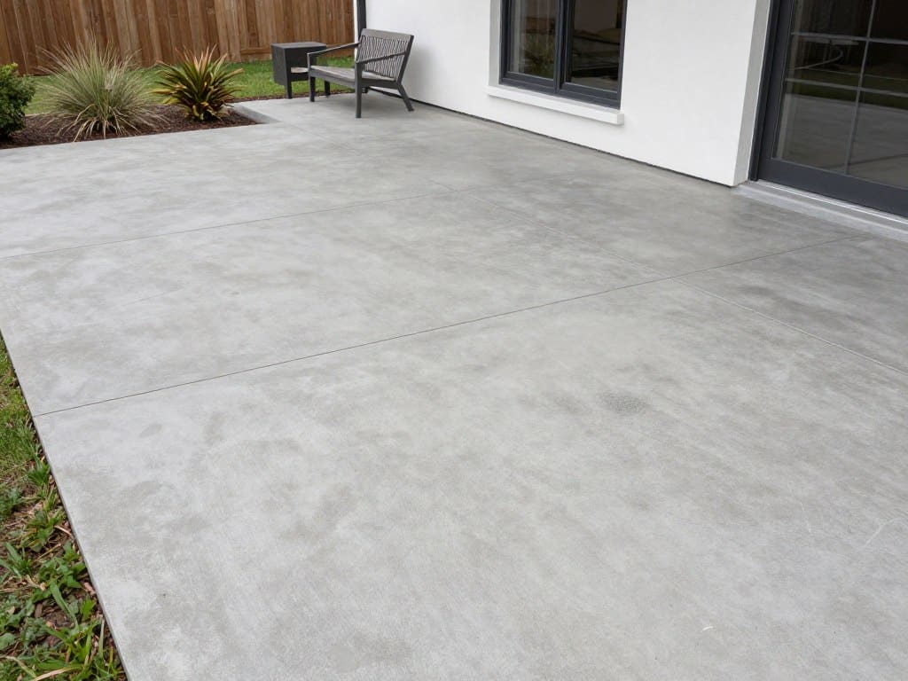 Modern colored concrete patio with clean lines