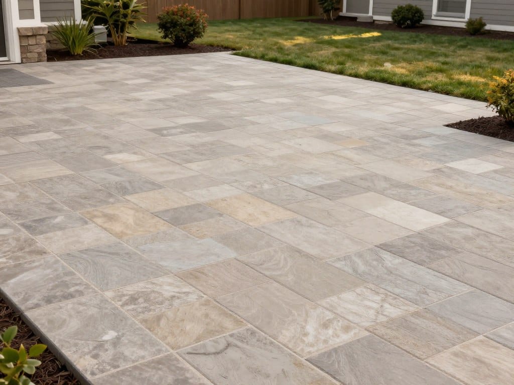 Stamped concrete patio with a stone pattern